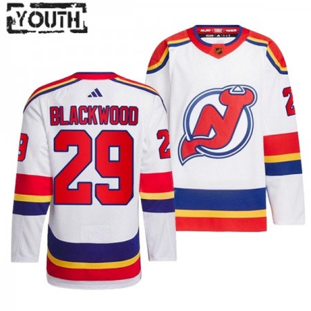 Lapsille NHL New Jersey Devils Pelipaita Mackenzie Blackwood 29 Adidas 2022-23 Reverse Retro 2.0 Valkoinen Authentic